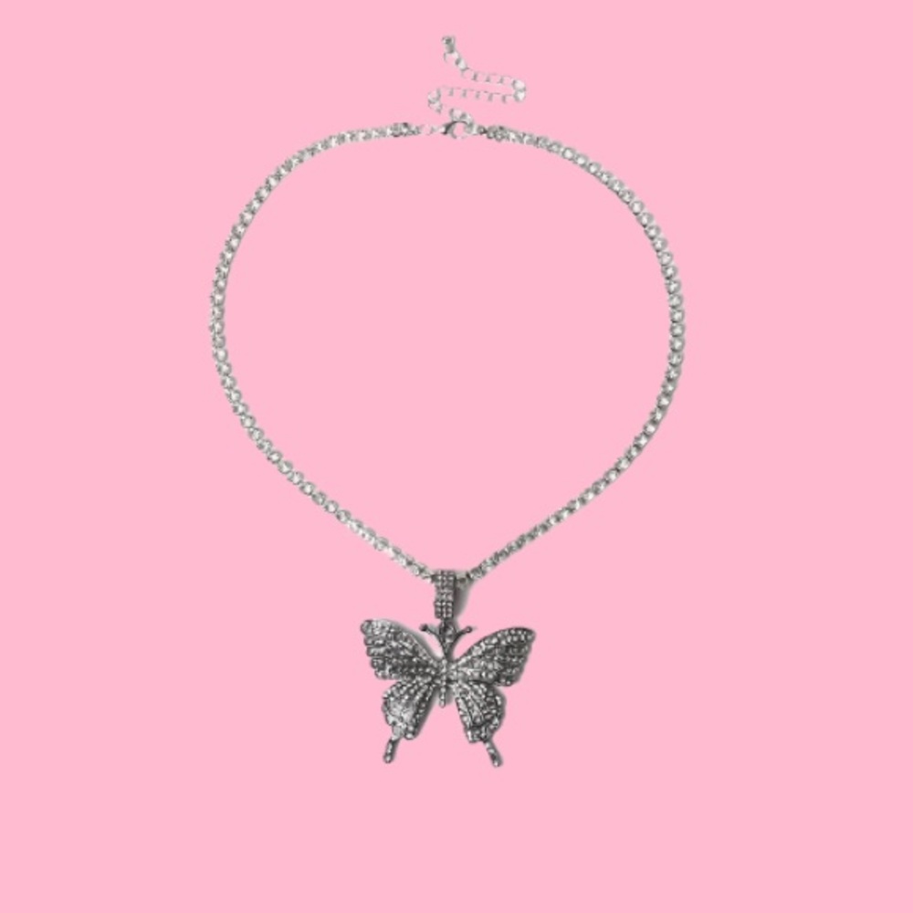 Rhinestone butterfly necklace